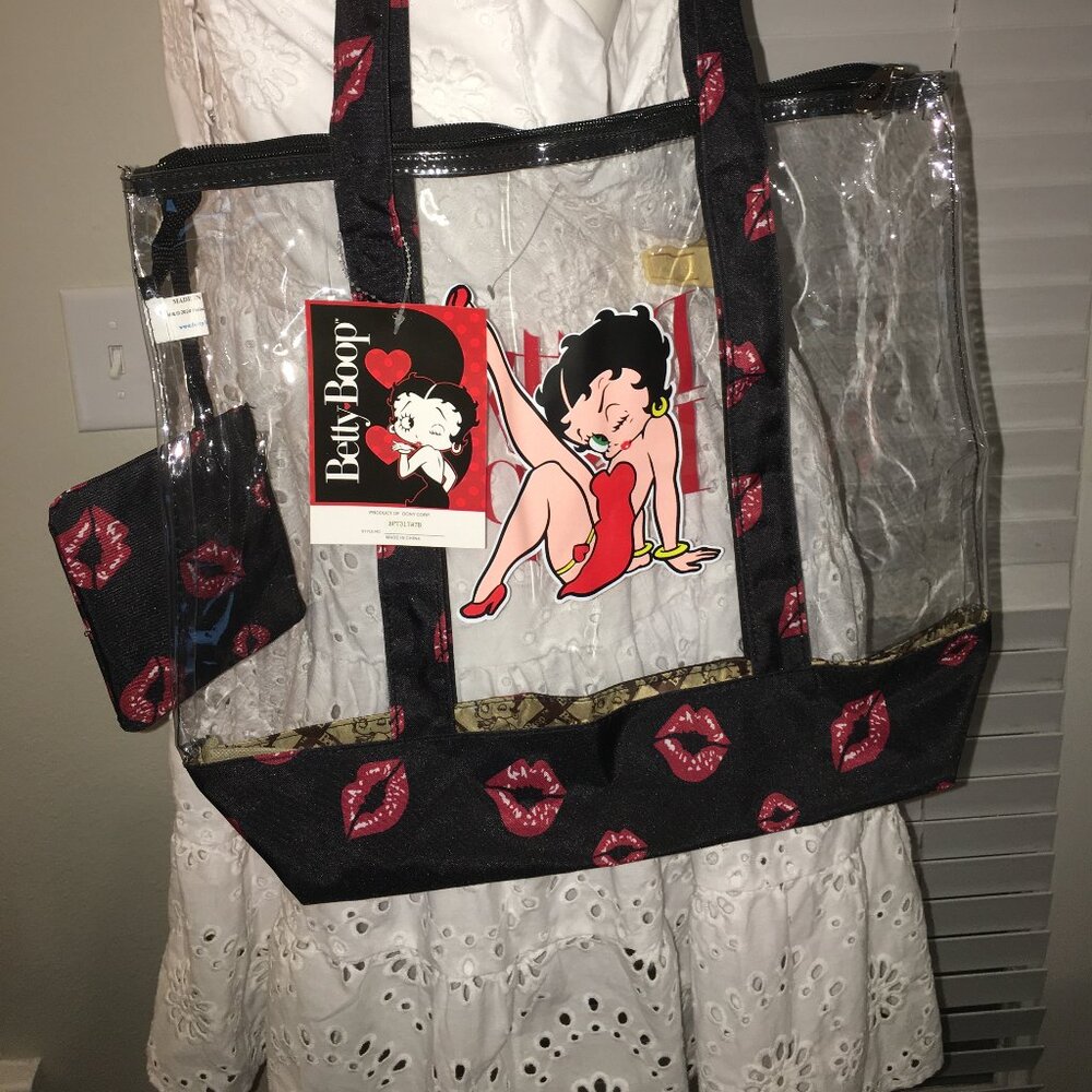 Betty Boop Clear Tote Bag = 11x17x4 NEW So Cute